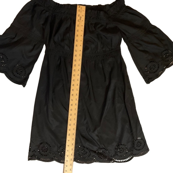 Venus Black Off-The-Shoulder Bell Sleeve Eyelet Dress Women's Medium /Large - Picture 5 of 8